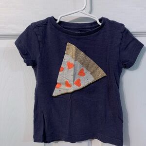 Crewcuts girl 3T Navy short sleeve Shirt w/ Pizza Heart Design. Peace Love Pizza